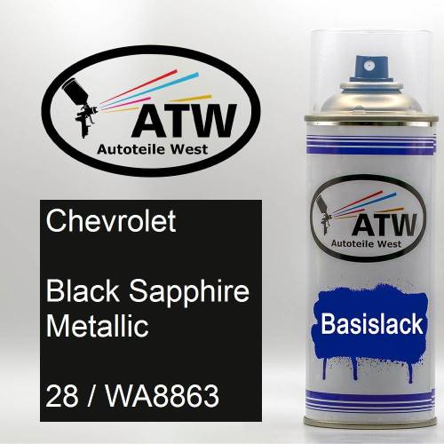 Chevrolet, Black Sapphire Metallic, 28 / WA8863: 400ml Sprühdose, von ATW Autoteile West.